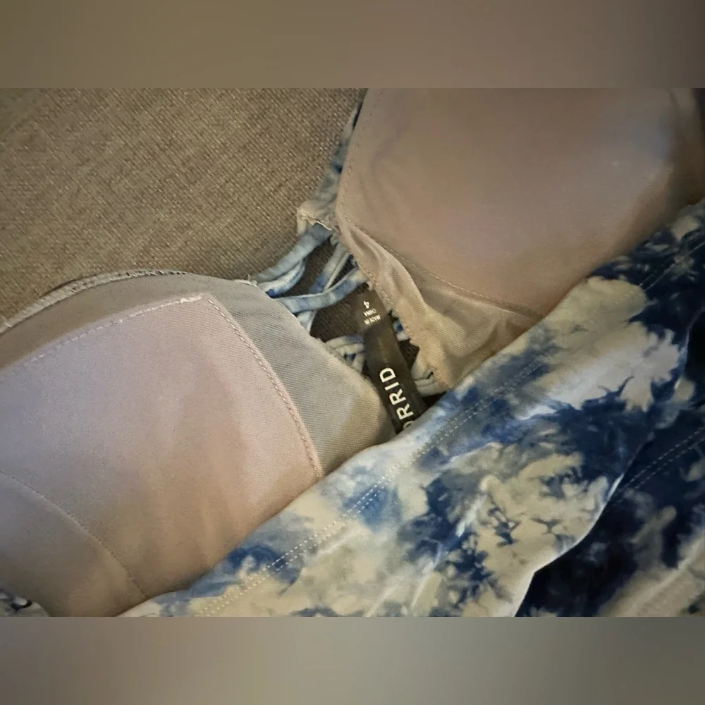 Torrid Blue and White Tie-Dye Swim top - Picture 3 of 3